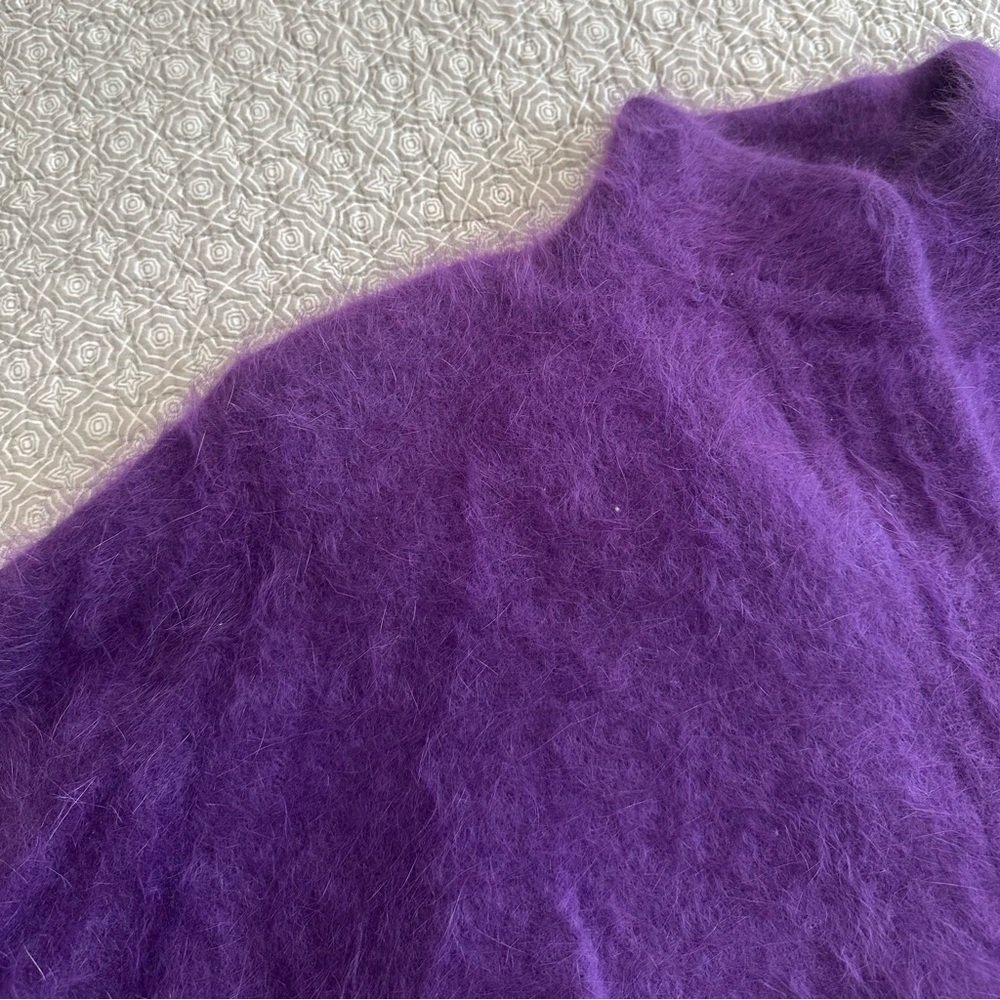 Exclusively Misook Vintage Vibrant Purple Angora Cardigan Jacket One Size XL - Picture 6 of 12